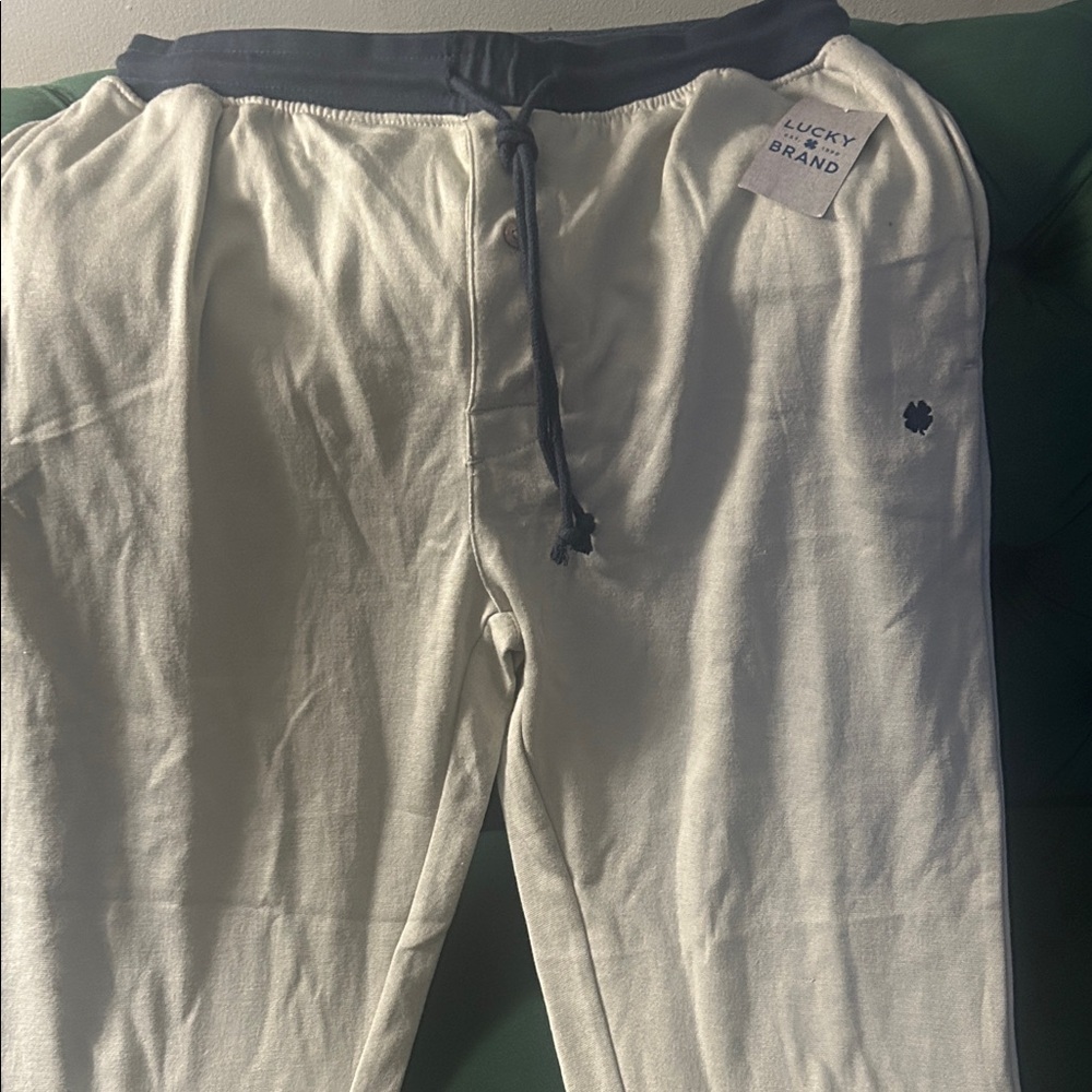 Lucky Brand Cream Joggers with Navy Accents